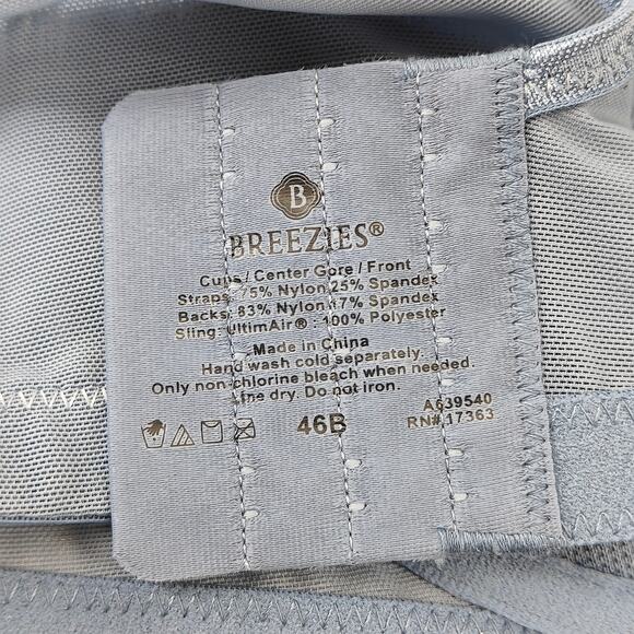 Breezies Signature Shine Unlined Underwire Support Bra Blue 46B - Picture 3 of 4